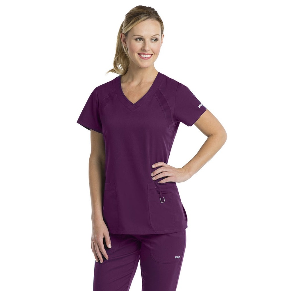 Barco Grey’s Anatomy Women’s Currant Active Knitted Raglan V-Neck Top Size XL